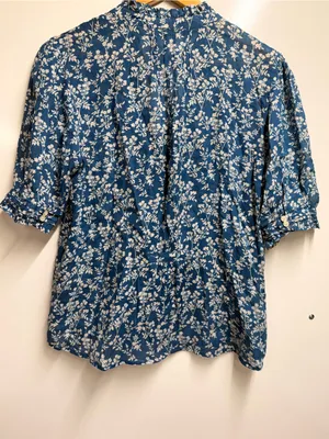 Trovata Birds of Paradise blue floral short-sleeve cotton ramie medium women’s thumbnail 5