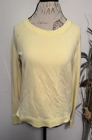 Lululemon Rejuvenate Crewneck Pullover Zipper Sweater Mellow Lemon‎ Size 10 Flaw thumbnail 1