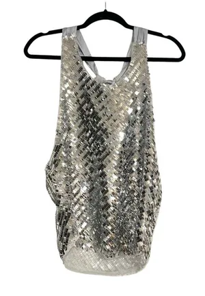 NWT Intimately Free People Disco Fever Sequin Cami Tank in Silver Combo LARGE thumbnail 5