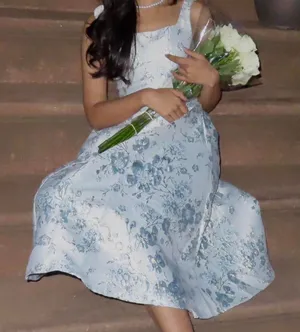 Cider ♡ blue floral jacquard midi dress ♡ thumbnail 1