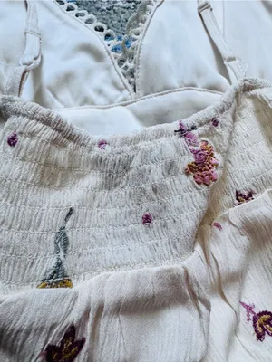 A.T.A.P Women’s Ivory Crochet Floral Embroidered Tank Top XL NWT Western Boho thumbnail 8