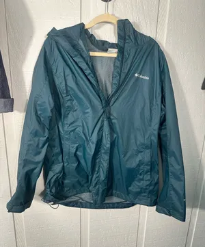 Columbia Teal Green Zip Front Rain Jacket Size 1X EUC thumbnail 1