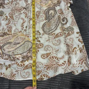 CAROLINA BELLE MONTREAL Womens 2X Paisley Career Sleeveless Ruffles Beige Top thumbnail 3