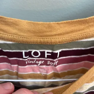 LOFT Pink and Black Fitted Short Sleeve Tee thumbnail 2