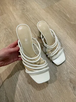 Nine West Women’s Girlie Square Toe Strappy Dress Sandals – White, Size 8 thumbnail 7