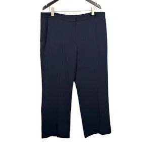 VTG Kasper Women Navy Blue Pinstripe Straight Leg Dress Pants Plus Size 18 Lined thumbnail 2