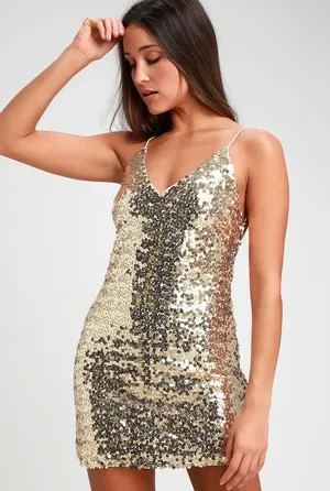 Gold Sequin Dress thumbnail 1
