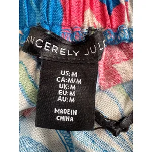 Sincerely Jules Tropical Floral Linen Blend‎ Wide Leg Pants Blue Pink Medium NWT thumbnail 4