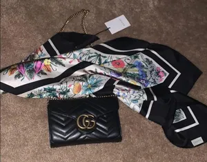 NWT Gucci Silk Scarf with Floral Print thumbnail 5