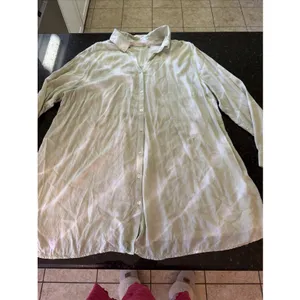 Soft Surroundings Tunic‎ Sz 1X Green Tie Dye Shirt Blouse Flowy Coverup Sheer thumbnail 8
