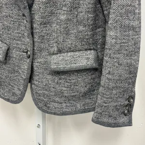 Ann Taylor Loft Gray Herringbone‎ Knit Blazer Jacket Wool Blend Small Career thumbnail 4