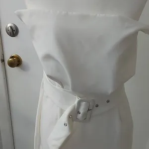SheIn Boohoo Bandeau Woven Belted Midi Ivory Sheath Dress 6 Party Coquette Girl NEW thumbnail 3