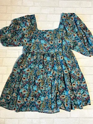 Maurice’s Floral Puff-Sleeve Dress Concert Cowgirl Size Large thumbnail 2