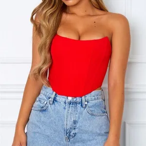 White Fox Red Corset Tube Top thumbnail 1