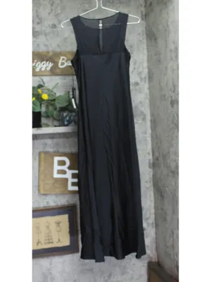 Future Collective Womens Sleeveless Mixed Media Ankle Slip Dress Black XS thumbnail 2