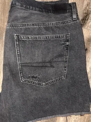 American Eagle Outfitters Black Distressed High-Rise Denim Shorts thumbnail 3