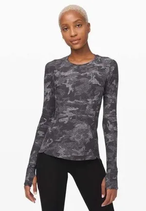 Lululemon grey camo long sleeve athletic shirt size 8 thumbnail 1