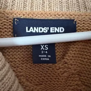 Lands End Colorful Striped Fisherman‎ Cardigan Sweater Sz XS Orange Pink thumbnail 3