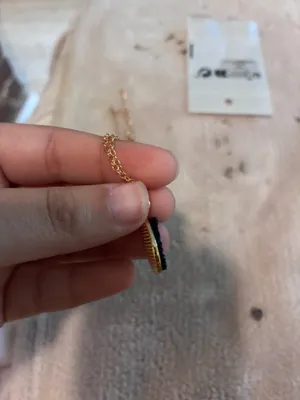 Blue Teardrop Druzy Pendant Gold Chain Necklace thumbnail 4