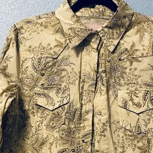 JAK Women's Tan Paisley Western Snap Long Sleeve Shirt Cowgirl Barn Top thumbnail 4