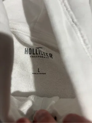 Hollister white cropped zipped hoodie large NWT thumbnail 5