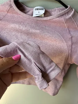 Gymshark Women’s Pink Marl Seamless Long Sleeve Crop Top Open Back Size S thumbnail 5