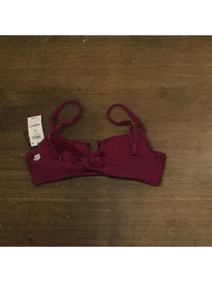 NWT Bar III Womens Pucker Up V-Wire Bralette Bikini Swim Top Plumberry Purple M thumbnail 2