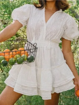 Aritzia Sunday Best Brier White Eyelet Lace Dress in Medium thumbnail 1