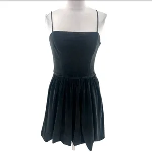 Abercrombie Fitch Soft Velvet Spaghetti Bubble Hem Mini Dress Black‎ sz M thumbnail 3