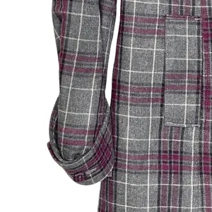 Empyre Overcoat Size Medium Gray Purple Plaid Womens Cotton Button UP &‎ Belted thumbnail 3