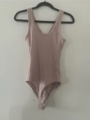 Abercrombie Pink Ribbed Sleeveless Henley Bodysuit Medium Capsule Minimalist thumbnail 6