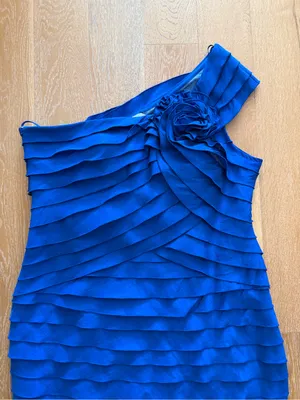 Jovani Navy Blue One-Shoulder Dress asymmetrical used thumbnail 3