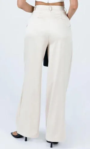 Princess Polly Amalia Pants Trousers Size 6 Tan Khaki Champagne Satin Wide Leg thumbnail 3