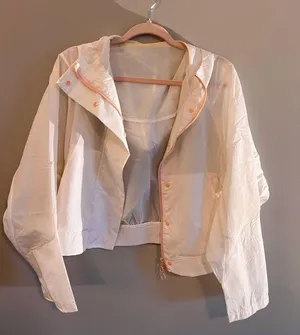 Fabletics White & Pink Windbreaker Jacket thumbnail 2
