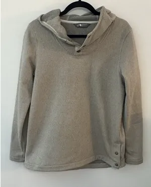 The North Face Knit Stitch Fleece Hoodie Women Medium Gray Active Outdoor Hike thumbnail 1