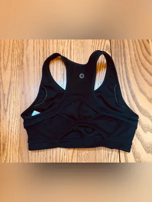 Athleta Black Racerback Padded Sports Bra thumbnail 2