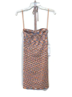 American Eagle Outfitters Orange and Blue Knit Halter Dress New thumbnail 3