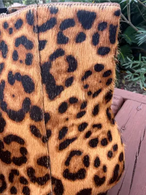 Ann Taylor $268 Leopard Calf Hair Skinny Heel Pointed Toe Booties Size 8M thumbnail 3