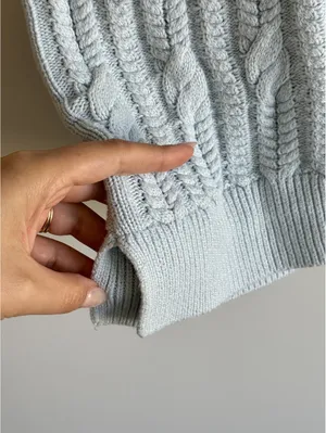 Abercrombie Fitch Cable Knit Sweater Vest Light Blue Women’s XXL thumbnail 8