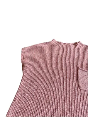 Free People Beach Pink Ribbed Knit Boxy Cropped Sweater Pocket X-Small Women's thumbnail 3