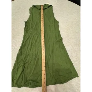 Monteau‎ dress button-front Shirt ruffle Peter Pan collar Linen Green Size Small thumbnail 14