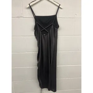New Free People Intimately Sz L Gray Adiustable Ruched Satin Slip Midi Dress thumbnail 5