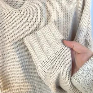 Aerie Crochet Chenille Cream Knit Hoodie Sweater Soft Cozy Oversized Boho Medium thumbnail 4