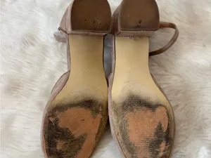 Scalloped Faux Suede Tan Ankle Strap Heels thumbnail 4
