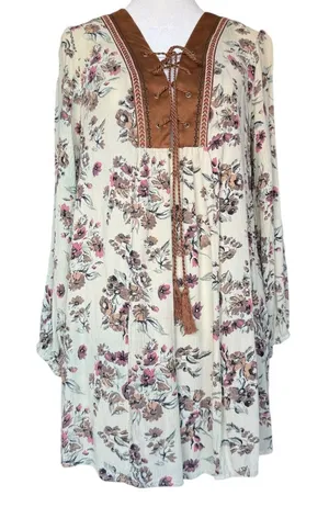 Flying Tomato Lace Up‎ Floral Tunic Sz M thumbnail 1