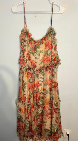 Women’s Fate Floral Tiered ruffles sleeveless maxi dress wedding brunch thumbnail 3