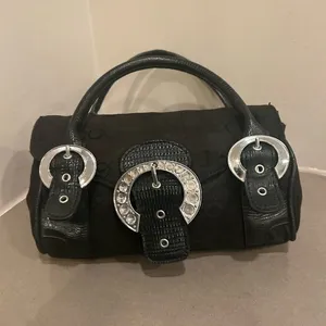 Bag Chic Black Satchel with Silver Buckle Accents by ROCCOBAROCCO/lovely clean thumbnail 2