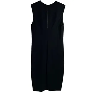 Vince Small Sheath Dress Black Sleeveless Ponte Knit Exposed Zip LBD Minimalist thumbnail 11