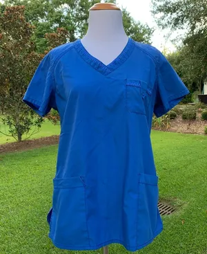 Peaches Royal Blue Scrub Top Small S thumbnail 1