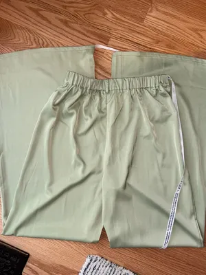 NWT Club L London Satin Wide Leg Trouser Sage Green High Rise Size US 8 thumbnail 8